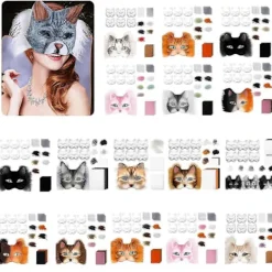 Therians Mask Set DIY Pälsdjursmask Kompatibel med Halloween Cosplay - Räv, Katt med Päls, Ögonnät & Filtark> Masker
