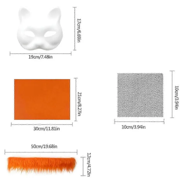 Therians Mask Set DIY Pälsdjursmask för Halloween Cosplay - Räv- och Kattmask med Päls, Ögonnät, Filtark> Tillbehör