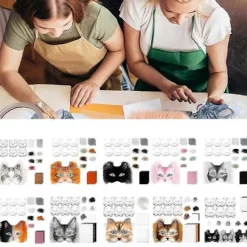 Therians Mask Set DIY Pälsdjursmask för Halloween Cosplay - Räv- och Kattmask med Päls, Ögonnät, Filtark><noscript><img width=