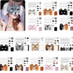 Therians Mask Set DIY Pälsdjursmask för Halloween Cosplay - Räv- och Kattmask med Päls, Ögonnät, Filtark> Masker