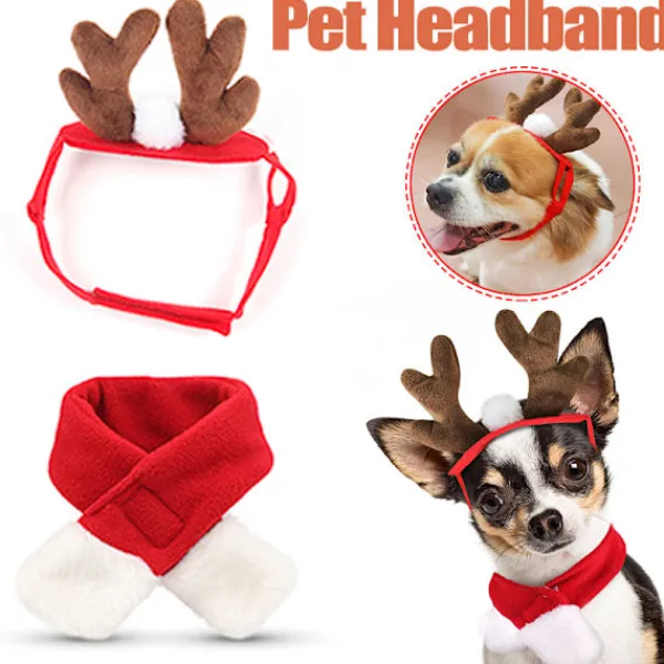 LBSS Tillbehör för husdjur Jultillbehör Hund Hårnål Katttillbehör Julhornshorn Pannband Hundhatt> Tillbehör