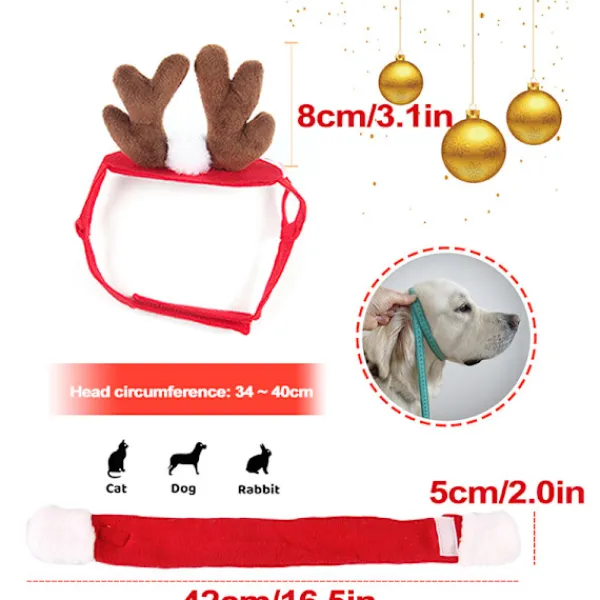 LBSS Tillbehör för husdjur Jultillbehör Hund Hårnål Katttillbehör Julhornshorn Pannband Hundhatt> Tillbehör