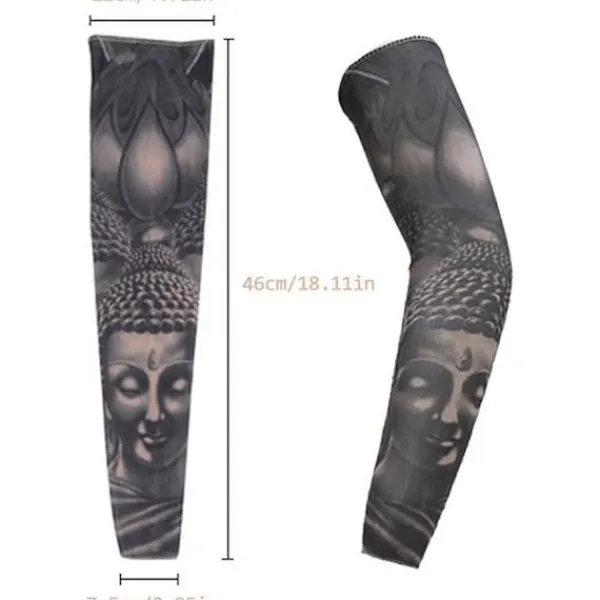 Tillfällig Falsk Slip On Tatuering Arm Ärm Cykling Basket Solskydd Ärmlett för Män och Kvinnor, 5-pack> Smink