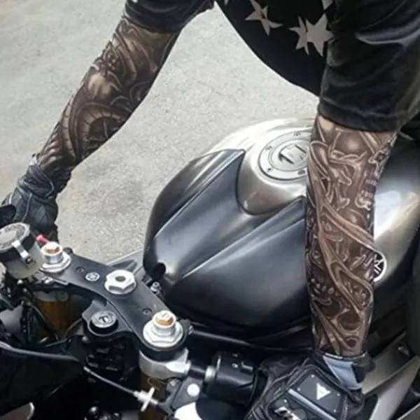 Tillfällig Falsk Slip On Tatuering Arm Ärm Cykling Basket Solskydd Ärmar för Män och Kvinnor, 5-pack> Smink