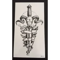 XiaoTeng Tillfällig Tatuering 19 x 9cm - dolk djurskalle> Smink