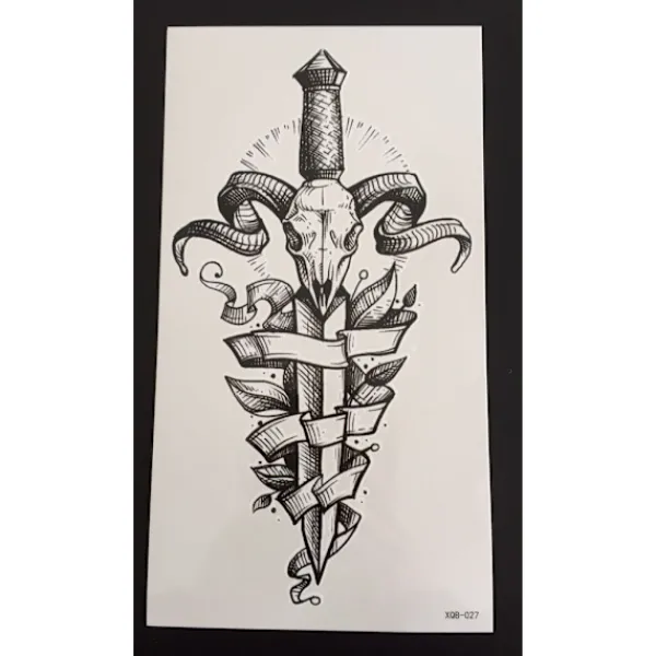 XiaoTeng Tillfällig Tatuering 19 x 9cm - dolk djurskalle> Smink