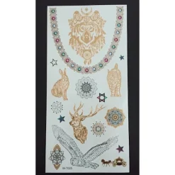 XiaoTeng Tillfällig Tatuering 19 x 9cm - Metallfärg - diverse djur> Smink