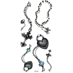 XiaoTeng Tillfällig Tatuering 19 x 9cm - Kors / lås> Smink