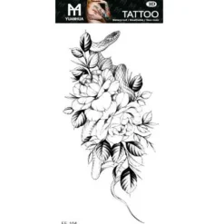 XiaoTeng Tillfällig Tatuering 19 x 9cm - Blombunt med orm> Smink