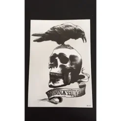 XiaoTeng Tillfällig Tatuering 21 x 15cm - Raven Skull> Smink