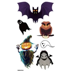 XiaoTeng Tillfällig Tatuering 10x5cm - Halloween special! Uggla spöke> Smink