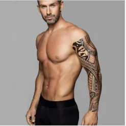 Tillfällig tatueringsärmöverföring - Full Arm Tribal Vattentät Fake Tat><noscript><img width=