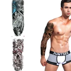 Tillfällig tatueringsärmöverföring - Full Arm Tribal Vattentät Fake Tat><noscript><img width=