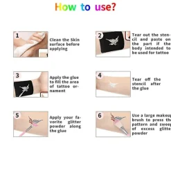 Tillfälliga Glittertatueringsset för Barn, 24 Stora Glitterfärger Kropps Glitter Festivalfest med 5 Borstar 2 Lim><noscript><img width=