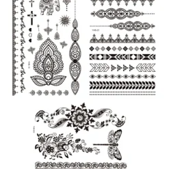 Tillfälliga tatueringar för kvinnor, (10 ark, 21*14,8cm) Tillfälliga tatueringsdekaler Arm handledstatuering svart tatuering> Smink