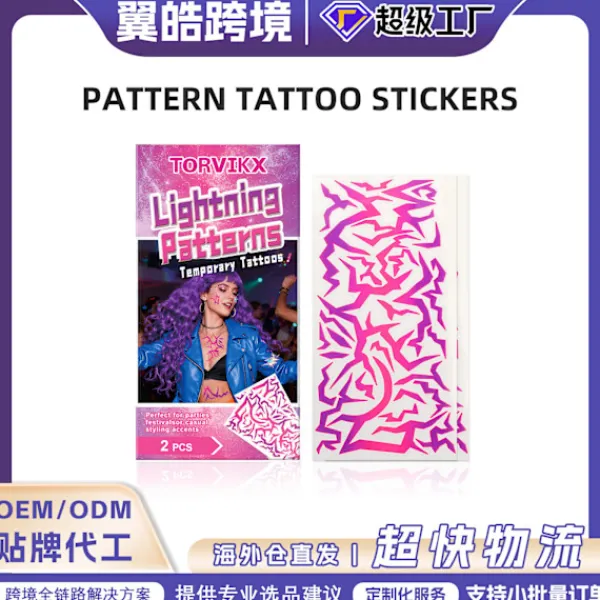 Tillfälliga tatueringar med blixtmönster – 2 st för fest, dans och festival> Smink