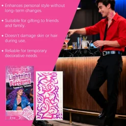 Tillfälliga tatueringar med blixtmönster – 2 st för fest, dans och festival><noscript><img width=