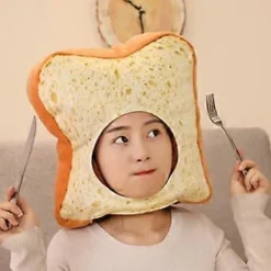 Toast Mjuk Tyg Brödskivor Plysch Huvudbonad (38cm), Söt och Rolig Hatt Plysch Brödhatt Nyhet Klädhatt Födelsedag Foto Rekvisita Vuxna Barn><noscript><img width=
