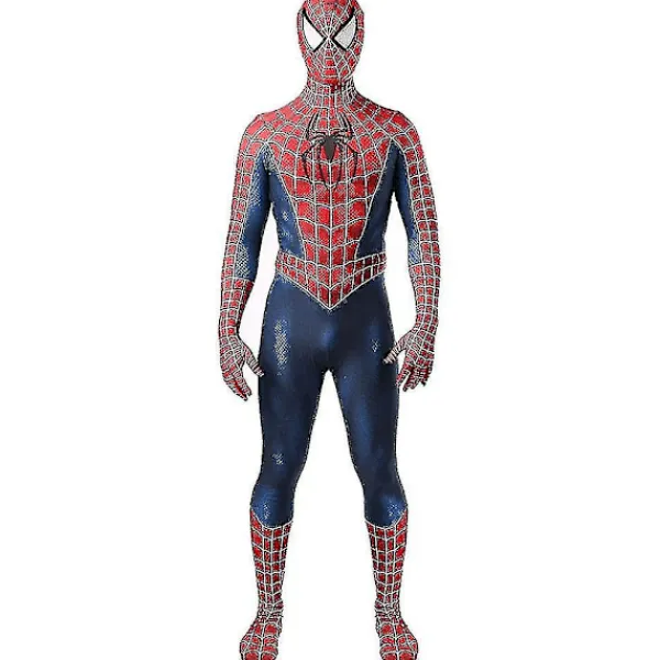 Tobey Maguire Spiderman Kostym Svart/Röd Raimi Spider Man Cosplay Superhjälte Zentai Dräkt Halloween Kostymer röd 130> Dräkter