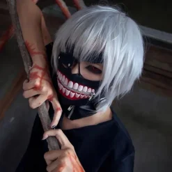 FMYSJ Tokyo Ghoul Ghoul Kaneki Ken Cosplay Peruk Herr Silver Vit Peruk Unisex Huvudbonad (FMY)><noscript><img width=