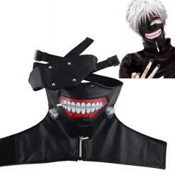 Tokyo Ghoul Kaneki Ken Mask Punk Mask Halloween Maskerad Cosplay Rekvisita Gotisk Justerbar Dragkedjemask med Avtagbar Ögonlapp> Masker