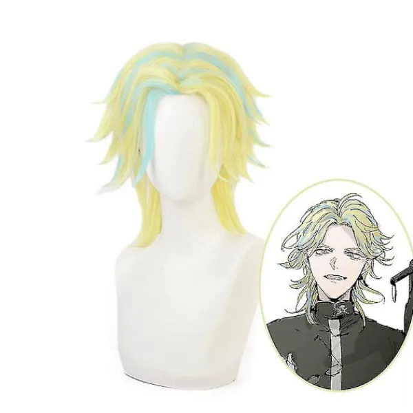 Tokyo Revengers Rindo Haitani Gyllene Blandad Blå Kort Peruk Cosplay> Peruker