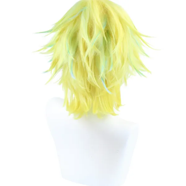 Tokyo Revengers Rindo Haitani Gyllene Blandad Blå Kort Peruk Cosplay> Peruker
