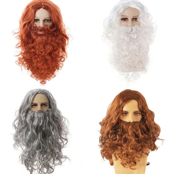Tomte peruk skägg komplett set Jesus peruk Europa och USA långt lockigt hår jul peruk skägg set-B modeller> Tillbehör