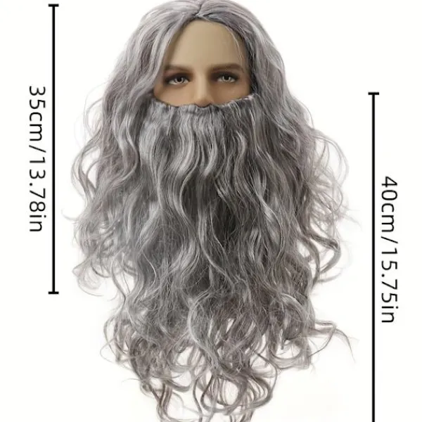 Tomte peruk skägg komplett set Jesus peruk Europa och USA långt lockigt hår jul peruk skägg set-C modeller> Tillbehör