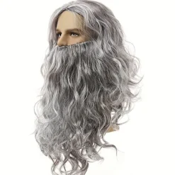 Tomte peruk skägg komplett set Jesus peruk Europa och USA långt lockigt hår jul peruk skägg set-C modeller><noscript><img width=