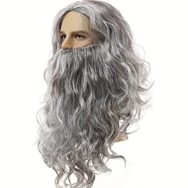 Tomte peruk skägg komplett set Jesus peruk Europa och USA långt lockigt hår jul peruk skägg set-C modeller> Tillbehör