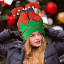 Tomtebyxor Santahatt Rolig Julfesthatt Bälte Randig Tomtebyxor Hatt Juldekorationer Kostymtillbehör (C)><noscript><img width=