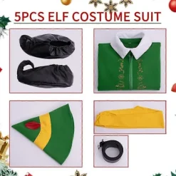 Tomtedräkt för män och kvinnor - Tomtedräkt för vuxna Komplett set Halloween Jul Cosplay Outfits XS-3XL M><noscript><img width=