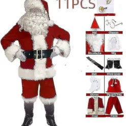 AIZHENCHEN Tomtedräkt för män Vuxen Tomtedräkt Tomtekostym 11 delar 3XL> Dräkter