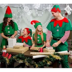 Tomtedräkter - Tomtedräkter för pojkar och flickor med klänning, hatt och julbälte flickmodell girl's> Dräkter