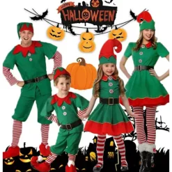 Tomtedräkter - Tomtedräkter för pojkar och flickor med klänning, hatt och julbälte flickmodell girl's><noscript><img width=