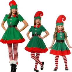 Holocky Tomte-dräktset för barn, jultomtens hjälpreda, dräkt, cosplay, festkläder 160cm> Dräkter