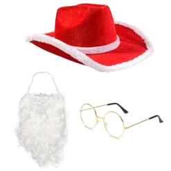 Tomtekostym jul cowboyhatt och glasögonnäsduk Set för möhippa för rollspel Santa Halloween> Tillbehör