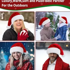 Tomteluva Vuxen Deluxe Plysch Tomteluva med Fuskpäls Pom-pom på Toppen Bred Passform Tomtedräkt Adult version><noscript><img width=