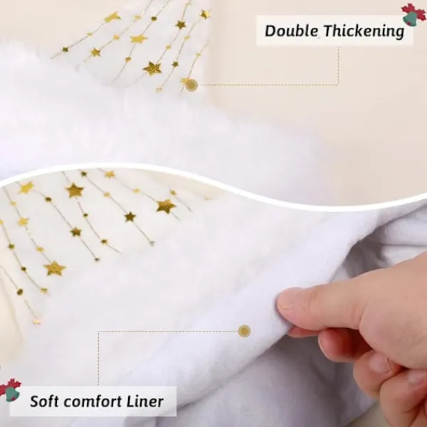 Tomtemössa för Vuxna Fluffig Julmössa med Gyllene Stjärnor Varm Stor Julmössa för Män och Kvinnor> Huvudbonader