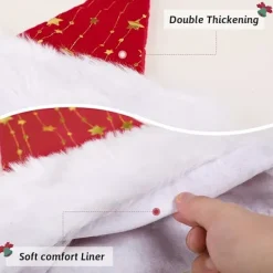 Tomtemössa för Vuxna Fluffig Julmössa med Gyllene Stjärnor Varm Stor Julmössa för Män och Kvinnor><noscript><img width=