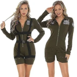 BraVärde Top Gun Cosplay Amerikansk Flygvapen Pilotuniform Halloween Kostymer Militär Pilot Jumpsuit-lingling} L> Dräkter