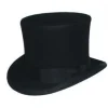 Topphatt i ull för män, foder i satin, svart, hög hatt för män, juldräkt> Huvudbonader