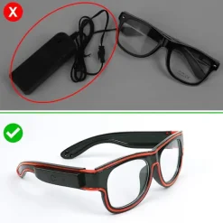 Trådlösa lysande glasögon, LED EL Neon lysande maskglasögon, festglasögon för festdekorationer, födelsedag, julfest, galen fest, rave, EDM,><noscript><img width=