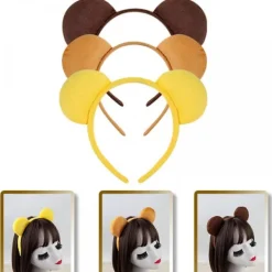 GIFT OF G （Tre stycken ögonbryn) Björnhårband Halloween Pannband Sött Plysch Björn Öra Hårband Kostymtillbehör Djurhuvudbonad Smink D> Huvudbonader