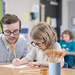 Trollkarls-festartiklar - Trollkarlsglasögon med rund ram utan linser, Häxkvastpenna & Flash Tempor><noscript><img width=