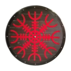 CherrysC Trävikingasköld handgjord Helm Of Awe metallskiva SWE14 one size> Huvudbonader