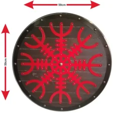 CherrysC Trävikingasköld handgjord Helm Of Awe metallskiva SWE14 one size><noscript><img width=