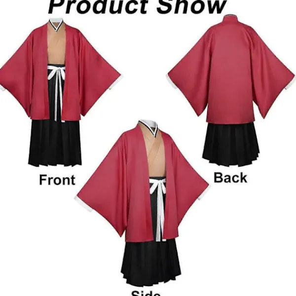 Tsugikuni Yoriichi kostym anime cosplay män kimono uniform med örhängen tatuering XS> Dräkter