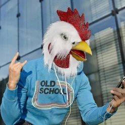 FMYSJ Tuppdräkt Kyckling Cosplay Djur Halloween Kostym Party Latex Kostym (vit tupp) (FMY)> Masker